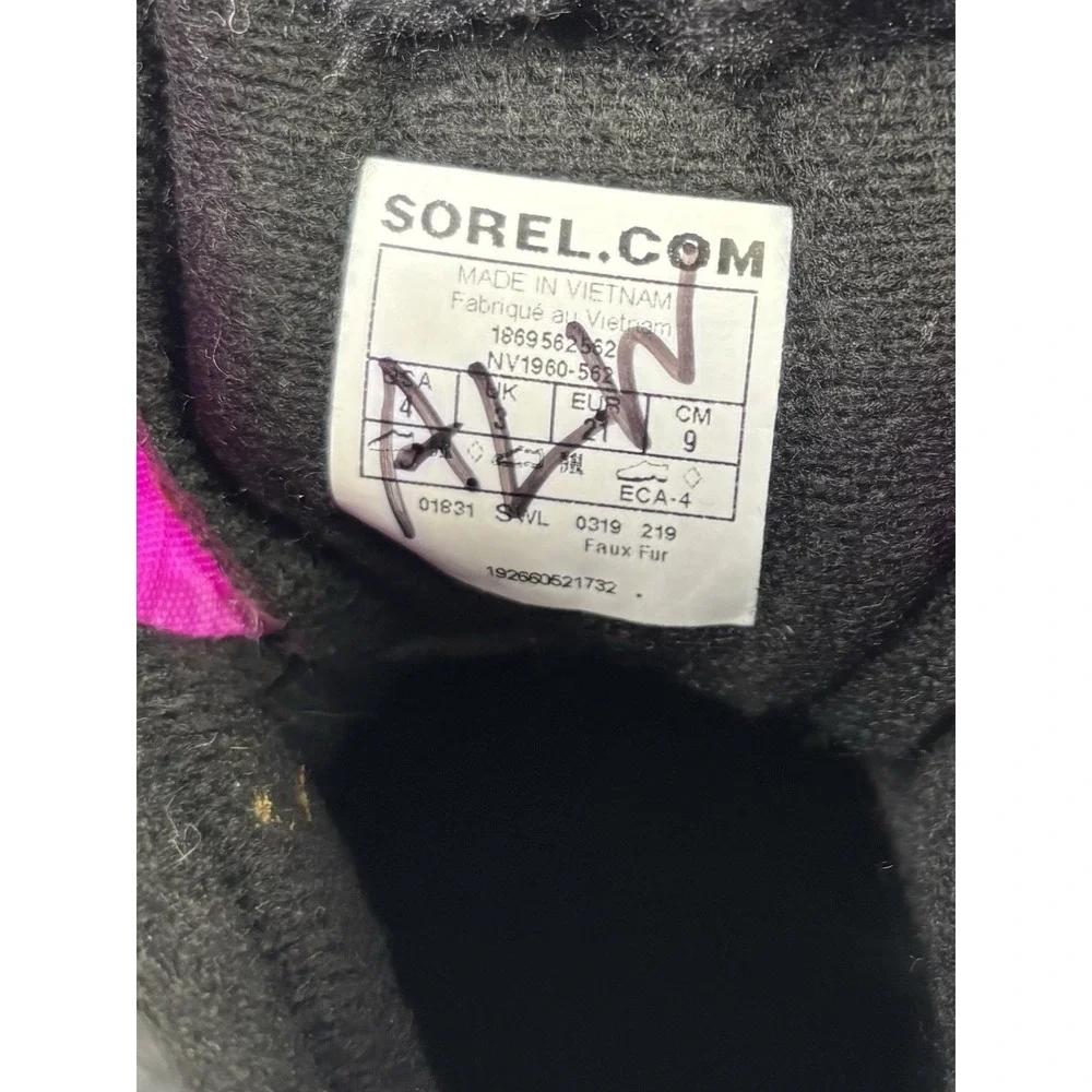 Sorel Snow Boots Toddler Size 4 Waterproof Insulated Pink Black Baby